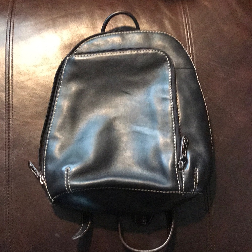 Beautiful black leather backpack purse